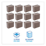 1/4-Fold Lunch Napkins, 1-Ply, 13 x 10, Kraft, 500/Pack, 12 Packs/Carton