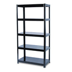 Boltless Steel Shelving, Five-Shelf, 36w x 18d x 72h, Black