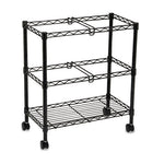 Two-Tier Rolling File Cart, Metal, 3 Bins, 25.75" x 14" x 29.75", Black