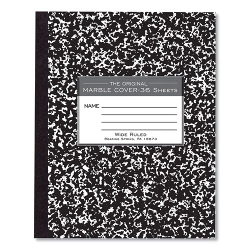 Marble Cover Composition Book, Wide/Legal Rule, Black Marble Cover, (36) 8.5 x 7 Sheets