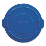 BRUTE Self-Draining Flat Top Lids for 32 gal Round BRUTE Containers, 22.25" Diameter, Blue