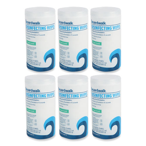 Disinfecting Wipes, 7 x 8, Fresh Scent, 75/Canister, 6 Canisters/Carton