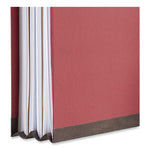 Four-Section Pressboard Classification Folders, 2" Expansion, 1 Divider, 4 Fasteners, Letter Size, Red Exterior, 10/Box