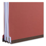 Eight-Section Pressboard Classification Folders, 3" Expansion, 3 Dividers, 8 Fasteners, Legal Size, Red Exterior, 10/Box