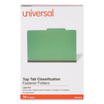 Bright Colored Pressboard Classification Folders, 2" Expansion, 2 Dividers, 6 Fasteners, Legal Size, Emerald Green, 10/Box