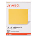 Deluxe Six-Section Pressboard End Tab Classification Folders, 2 Dividers, 6 Fasteners, Letter Size, Yellow, 10/Box