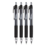 Signo 207 Gel Pen, Retractable, Medium 0.7 mm, Black Ink, Smoke/Black Barrel, 4/Pack