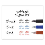 Signo Gel Pen, Retractable, Medium 0.7 mm, Black Ink, Silver/Black Barrel, Dozen