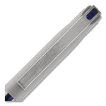 VISION Needle Roller Ball Pen, Stick, Fine 0.7 mm, Blue Ink, Gray/Clear/Blue Barrel, Dozen