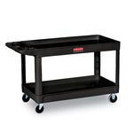 Service/Utility Carts, Plastic, 2 Shelves, 500 lb Capacity, 24" x 40" x 31.25", Black