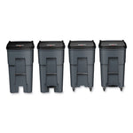 Brute Roll-Out Heavy-Duty Container, 65 gal, Polyethylene, Gray