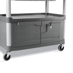 Xtra Instrument Cart with Locking Storage Area, Plastic, 3 Shelves, 300 lb Capacity, 20" x 40.63" x 37.8", Gray