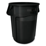 Vented Round Brute Container, 44 gal, Plastic, Black