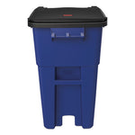 Square Brute Rollout Container, 50 gal, Molded Plastic, Blue