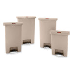 Streamline Resin Step-On Container, Front Step Style, 8 gal, Polyethylene, Beige