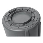 Vented Round Brute Container, 55 gal, Plastic, Gray