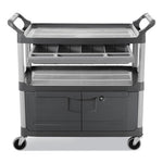 Xtra Instrument Cart with Locking Storage Area, Plastic, 3 Shelves, 300 lb Capacity, 20" x 40.63" x 37.8", Gray