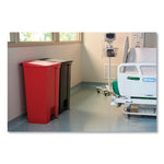 Indoor Utility Step-On Waste Container, 18 gal, Plastic, Red