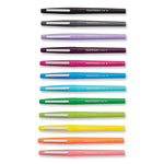 Point Guard Flair Felt Tip Porous Point Pen, Stick, Medium 0.7 mm, Assorted Tropical Vacation Ink and Barrel Colors, Dozen