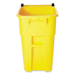 Square Brute Rollout Container, 50 gal, Molded Plastic, Yellow