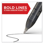 Professional Design Roller Ball Pen, Stick, Medium 0.7 mm, Black Ink, Black Barrel, Dozen