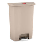 Streamline Resin Step-On Container, Front Step Style, 24 gal, Polyethylene, Beige