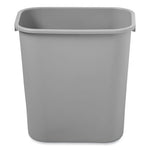 Deskside Plastic Wastebasket, 7 gal, Plastic, Gray