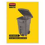 Brute Roll-Out Heavy-Duty Container, 65 gal, Polyethylene, Gray