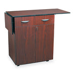 Hospitality Cart with Drop Leaves, Engineered Wood, 3 Shelves, 1 Drawer, 32.5" to 56.25" x 20.5" x 38.75", Mahogany