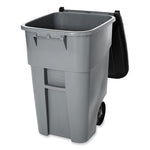 Square Brute Rollout Container, 50 gal, Molded Plastic, Gray