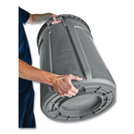 Vented Round Brute Container, 55 gal, Plastic, Gray