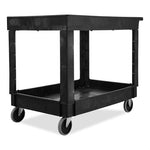 Service/Utility Carts, Plastic, 2 Shelves, 500 lb Capacity, 24" x 40" x 31.25", Black