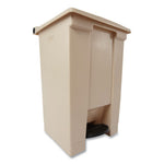 Indoor Utility Step-On Waste Container, 12 gal, Plastic, Beige