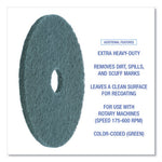 Heavy-Duty Scrubbing Floor Pads, 17" Diameter, Green, 5/Carton