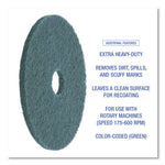 Heavy-Duty Scrubbing Floor Pads, 20" Diameter, Green, 5/Carton