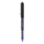 VISION Roller Ball Pen, Stick, Extra-Fine 0.5 mm, Blue Ink, Gray/Blue/Clear Barrel, Dozen