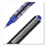 VISION Roller Ball Pen, Stick, Extra-Fine 0.5 mm, Blue Ink, Gray/Blue/Clear Barrel, Dozen