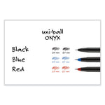 ONYX Roller Ball Pen, Stick, Fine 0.7 mm, Blue Ink, Black/Blue Barrel, Dozen