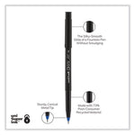 ONYX Roller Ball Pen, Stick, Fine 0.7 mm, Blue Ink, Black/Blue Barrel, Dozen