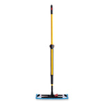 Adaptable Flat Mop Kit, 19.5 x 5.5 Blue Microfiber Head, 48" to 72" Yellow Aluminum Handle