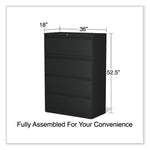 Lateral File, 4 Legal/Letter-Size File Drawers, Black, 36" x 18.63" x 52.5"