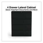 Lateral File, 4 Legal/Letter-Size File Drawers, Black, 42" x 18.63" x 52.5"