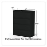 Lateral File, 4 Legal/Letter-Size File Drawers, Black, 42" x 18.63" x 52.5"