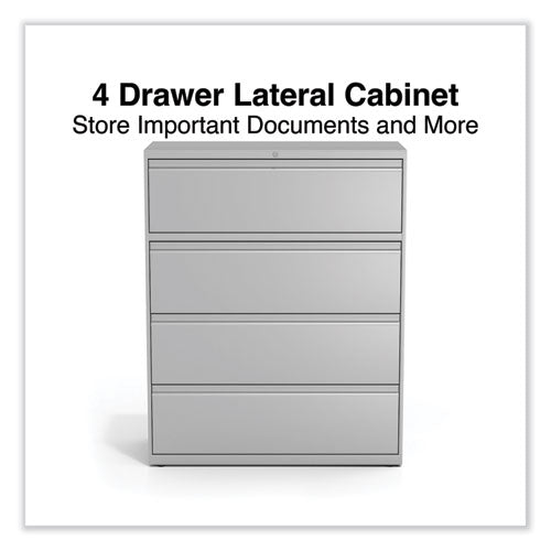 Lateral File, 4 Legal/Letter-Size File Drawers, Light Gray, 42" x 18.63" x 52.5"