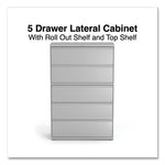 Lateral File, 5 Legal/Letter/A4/A5-Size File Drawers, 1 Roll-Out Posting Shelf, Light Gray, 42" x 18.63" x 67.63"