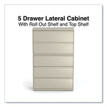 Lateral File, 5 Legal/Letter/A4/A5-Size File Drawers, Putty, 42" x 18.63" x 67.63"