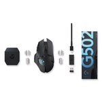 G502 LIGHTSPEED Wireless Gaming Mouse, 2.4 GHz Frequency/33 ft Wireless Range, Right Hand Use, Black