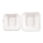 Bagasse PFAS-Free Food Containers. 1-Compartment, 6 x 6 x 3.19, White, Bamboo/Sugarcane, 500/Carton