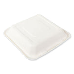 Bagasse PFAS-Free Food Containers, 3-Compartment, 9 x 9 x 3.19, White, Bamboo/Sugarcane, 200/Carton