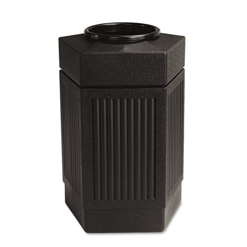 Canmeleon Indoor/Outdoor Pentagon Receptacle, 30 gal, Polyethylene, Black